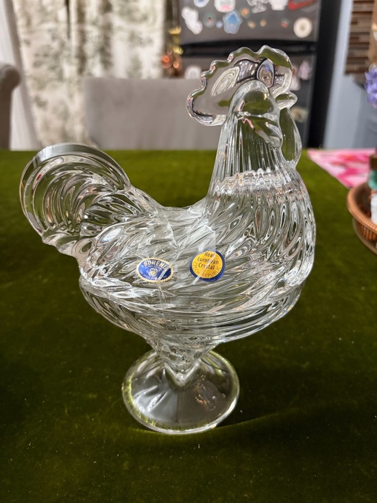 Boheme Other - Polished Clear Crystal Rooster candy dish